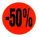 -50% Etiketten 3,2 cm rund leuchtrot